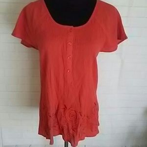 Laura Scott 100% Cotton Crinkle Blouse